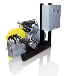 image of complete skid assembly with a gear meter, VFD and motor